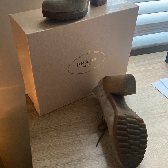 Prada ankle boots color taupe suede, like new - Picture 2 of 2